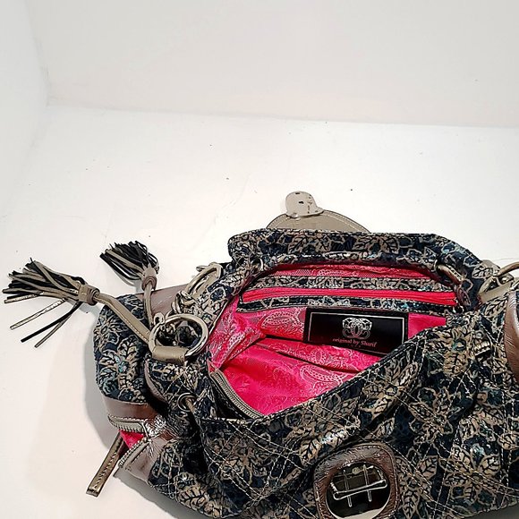 .114 SHOW Sharif Designed In New York Metallic Blue Green Sparkle Handbag - Picture 6 of 14